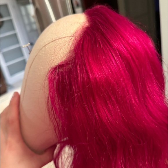 LN — 22” Human Hair 13x4 HD Hot Pink PRE CUT Lace Front Wig - Picture 7 of 11